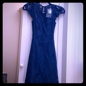Pink lily navy blue lace dress